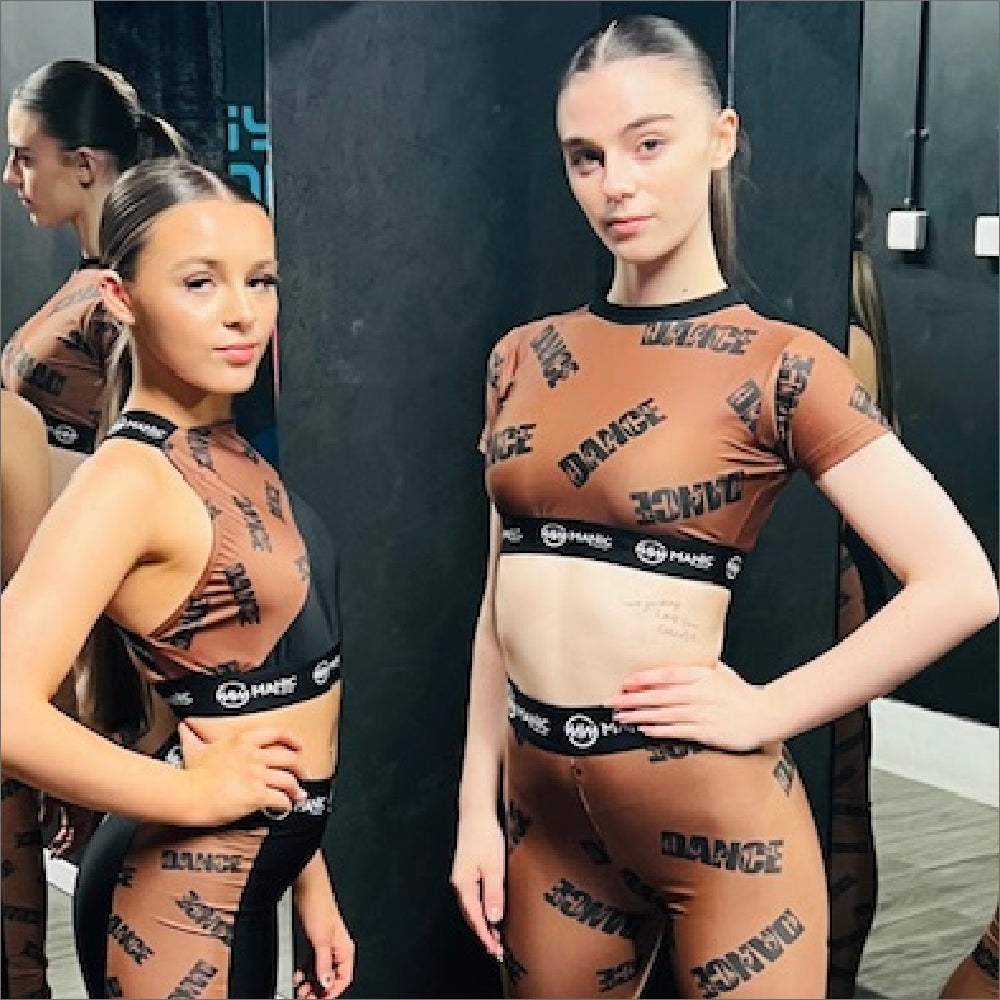Manic Dance Crop Top Cappuccino-Black Large Logo