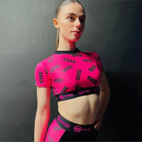 Manic Dance Crop Top Lipstick-Black Small Logo