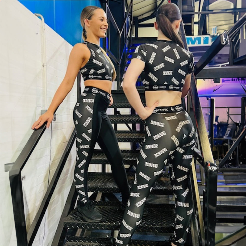 Manic Dance Leggings Black-White Small Logo