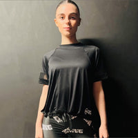 Manic Wear Drawstring Mesh Top Black-White