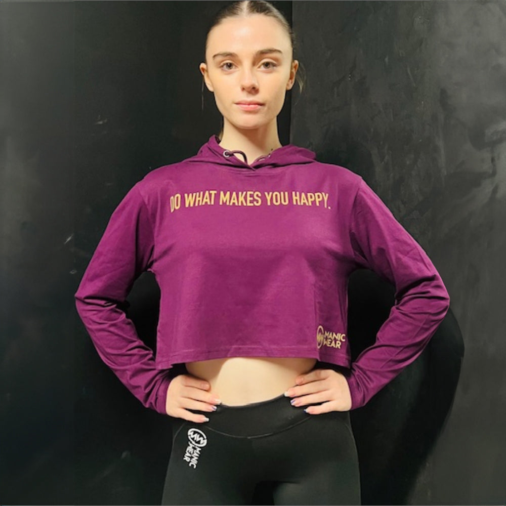 Manic Wear Hoodie Tee Mulberry-Gold Reflective Logo