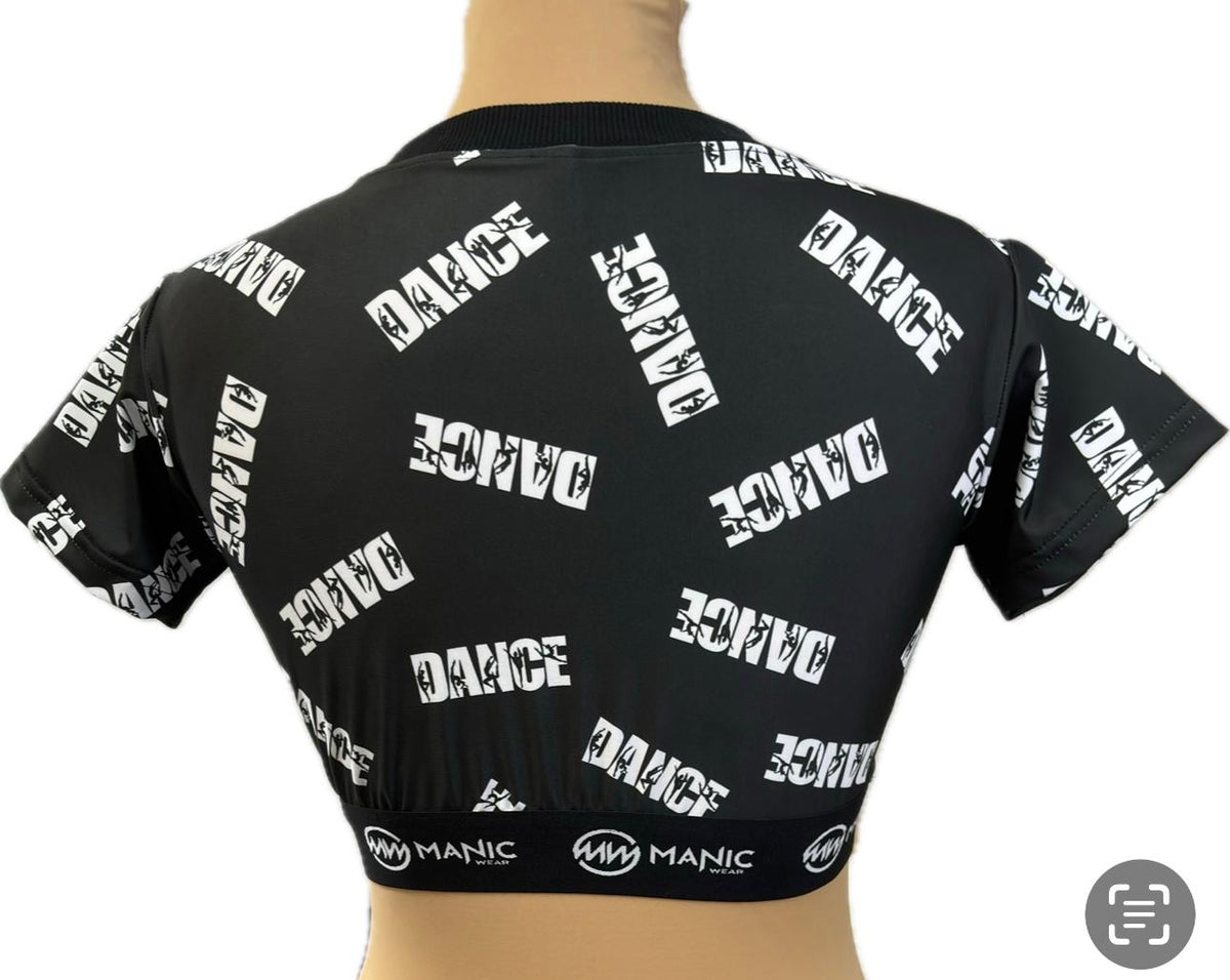 Manic Dance Crop Top Black-White Small Logo