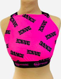 Manic Dance Cross Strap Crop Top Lipstick-Black Small Logo