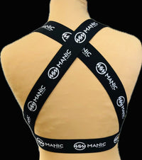 Manic Dance Cross Strap Crop Top Camo Green Panel-Black Small Logo