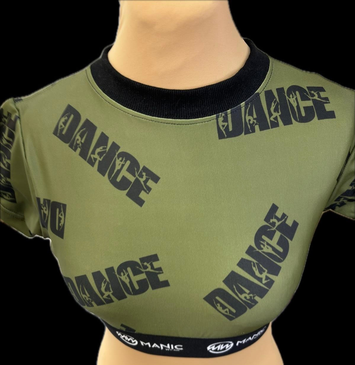 Manic Dance Crop Top Camo Green-Black Large Logo