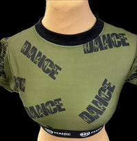 Manic Dance Crop Top Camo Green-Black Large Logo